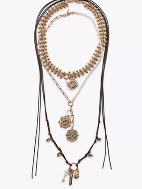 NWT Zara 3-Pack Chain Cord Charm Necklace
